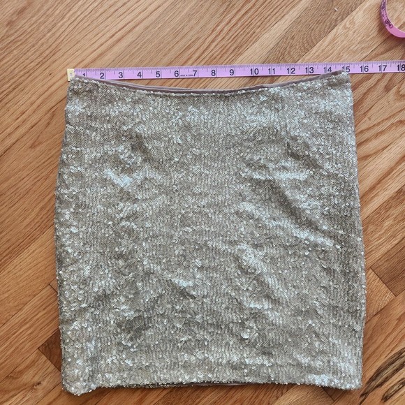 Cache Gold Sparkly Sequin Short Mini Party Skirt Size 4 - Picture 4 of 6